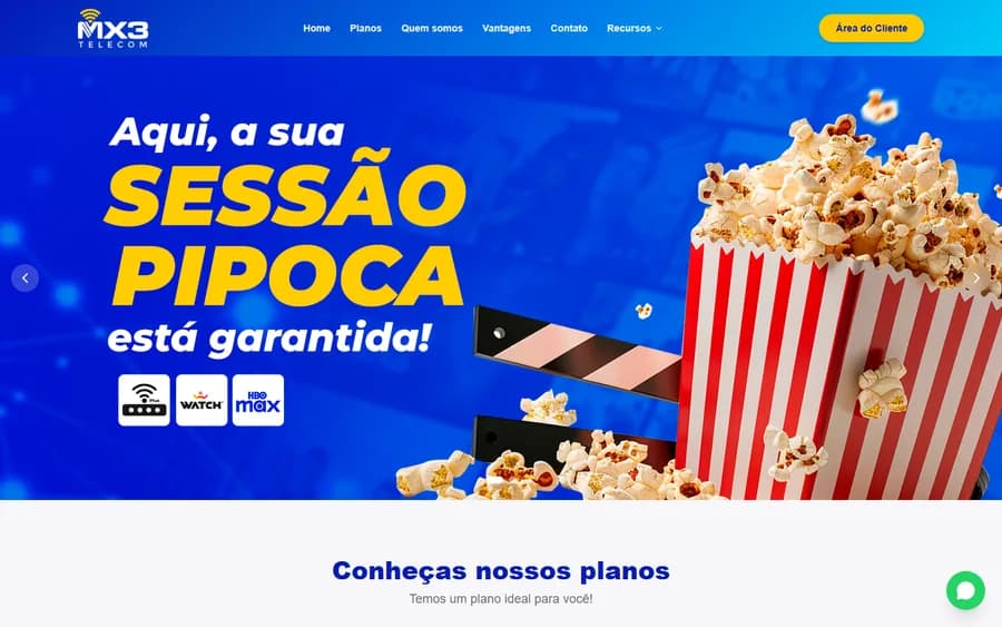 Captura de tela do site MX3 Telecom